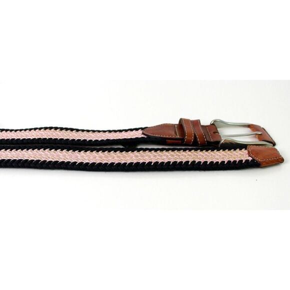 TRAFALGAR BROWN GENUINE LEATHER PINK BLACK ELASTIC GOLF CASUAL DRESS BELT 34(I41 - Picture 6 of 8
